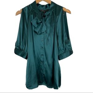 BCBGMaxazria Silk Blouse Bow Tie Neck